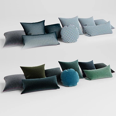 Cold-toned Velvet Cushions  3D model image 1 