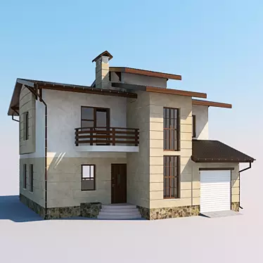 Modern Two-Storey House with Terrace and Garage 3D model image 1 