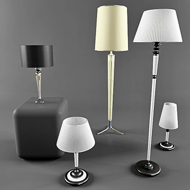 Sleek and Stylish Floor Lamp Set 3D model image 1 