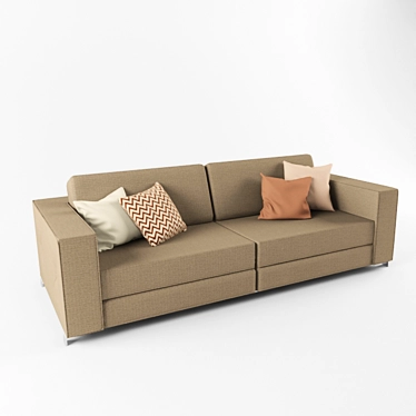 Cozy Cushioned Sofa: 2.90x1.30x0.70m 3D model image 1 