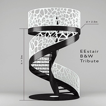 Black Wood Spiral Staircase 3D model image 1 