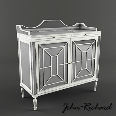 Elegant Silver Mirrored Console 3D model image 1 