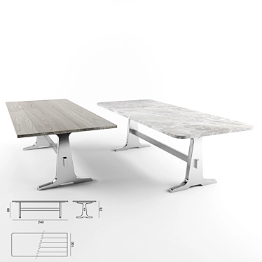 Gervasoni Brick 133: Sleek Wooden Table 3D model image 1 