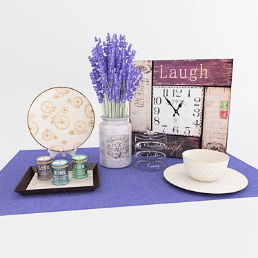 Lavender Bliss: Decorative Set for Elegant Decor 3D model image 1 