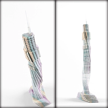 Skyline Glass Sculpture 3D model image 1 