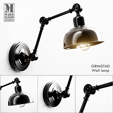 Rustic Black Metal Wall Lamp 3D model image 1 