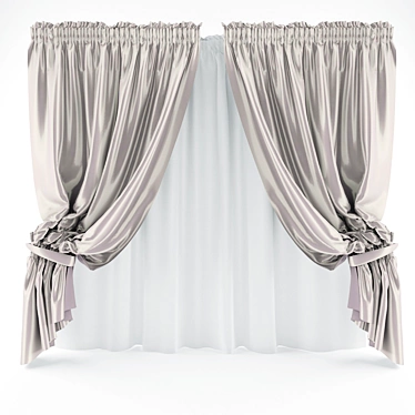 Elegant Window Drapes 3D model image 1 