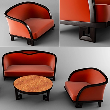 Sleek Velvet Lounge Set 3D model image 1 