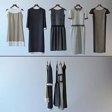 Elegant 5-Piece Dress Collection 3D model image 1 