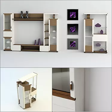 Wall-Mounted TV Display Cabinet 3D model image 1 