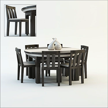 Elegant Dining Set with Decor 3D model image 1 