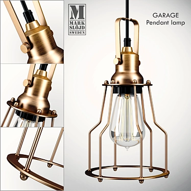 Rustic Brass Pendant Lamp 3D model image 1 