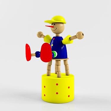 Whimsical Wooden Pinocchio Doll 3D model image 1 