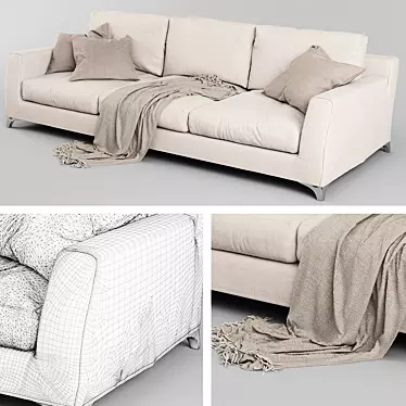 Sleek Moda Sofa 3D model image 1 