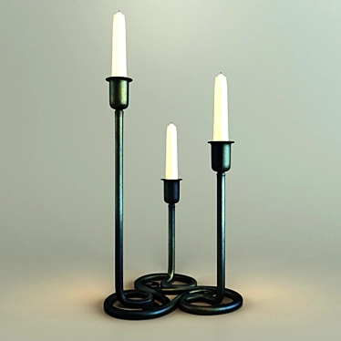 Wrought Scroll Candle Holder 3D model image 1 