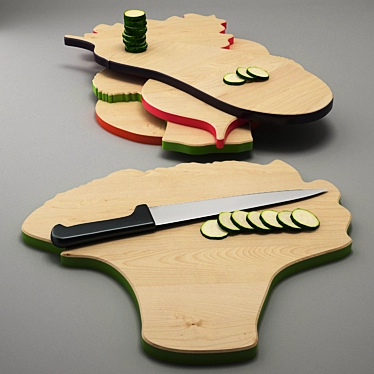 5 Wooden Veggie Cutting Boards 3D model image 1 