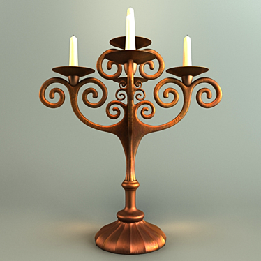 Retro Copper Candle Holder 3D model image 1 