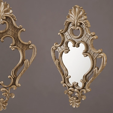 Rustic Wood Mirror Frame 3D model image 1 