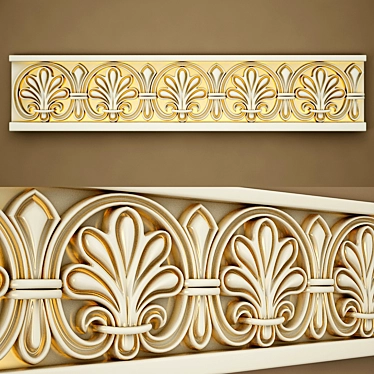 Ivory-colored Wood Molding with Golden Patina 3D model image 1 