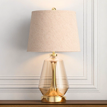 Amber Glass Brass Accent Table Lamp 3D model image 1 
