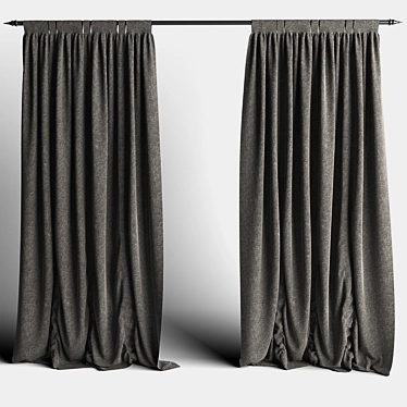 Elegant Gray Curtains 3D model image 1 