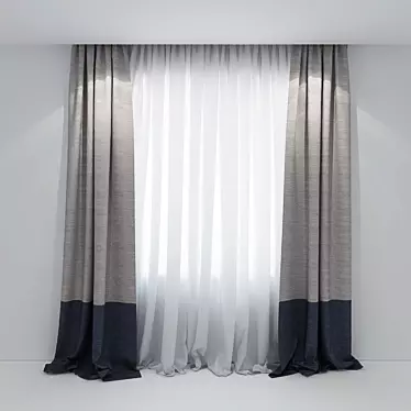 Elegant Drapery: Designer Curtains 3D model image 1 