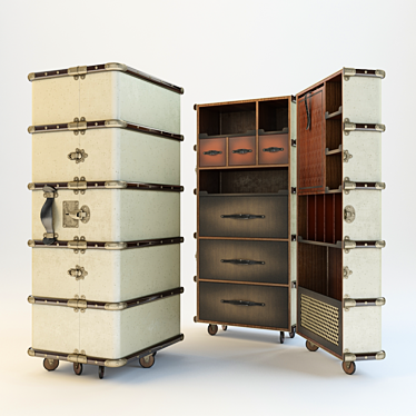 Stateroom Armoire: Vintage Travel Trunk 3D model image 1 