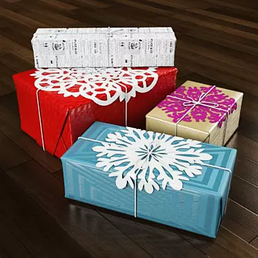 Snowflake Gift Boxes 3D model image 1 