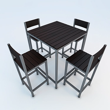 Essential Dining Set: Table & Chair 3D model image 1 