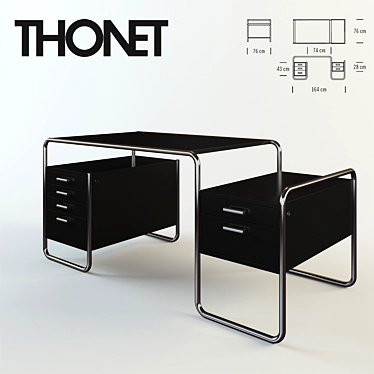 Sleek Thonet S 285/B117 Table Set 3D model image 1 