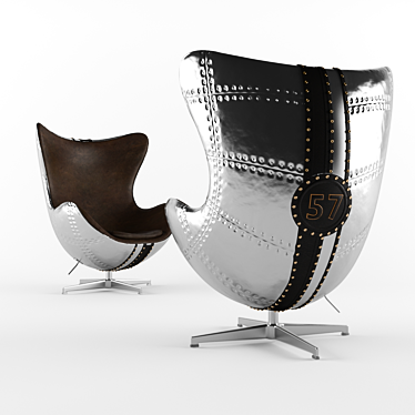 Spitfire Chair: Sleek Aluminum and Leather Jump Seat 3D model image 1 