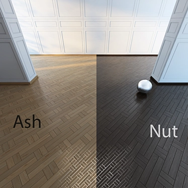 Swedish Twist: Ash & Walnut Parquet 3D model image 1 