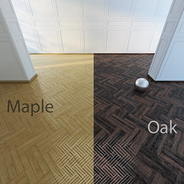 Title: Maple and Oak Triple Herringbone Parquet 3D model image 1 