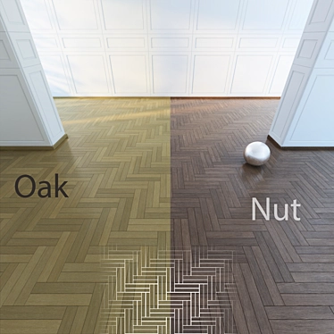 Versatile Parquet Flooring: Double Herringbone Pattern in Oak and Walnut 3D model image 1 
