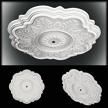 Elegant Gypsum Ceiling Ornament 3D model image 1 