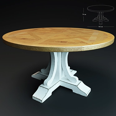 Rustic Wooden Table 3D model image 1 