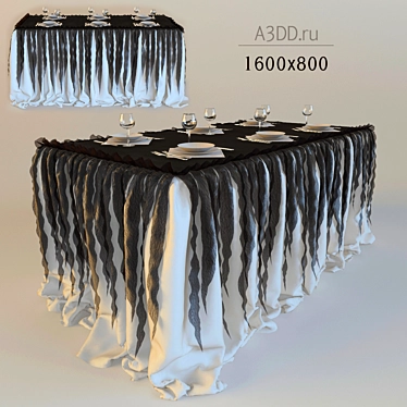 Festive Tablecloth & Dinnerware 3D model image 1 