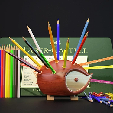 Cute Hedgehog Pencil Holder 3D model image 1 