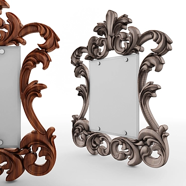 Elegant Carved Frame Mirror 3D model image 1 