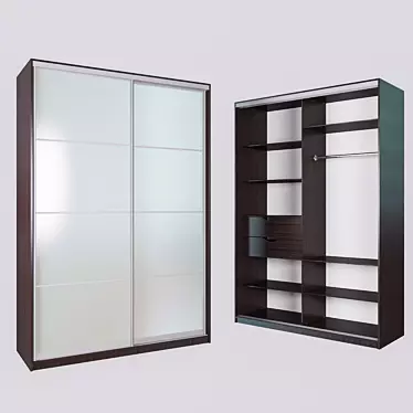 Minimalist Sliding Wardrobe with Matte Mirror Door 3D model image 1 