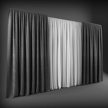 Contemporary Black-out Curtains 3D model image 1 