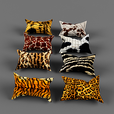 Luxury Fur Pillow Set 3D model image 1 