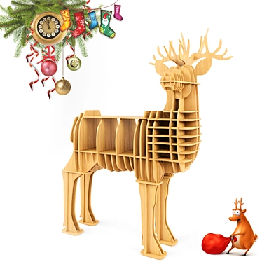 Wooden Deer Shelf 3D model image 1 