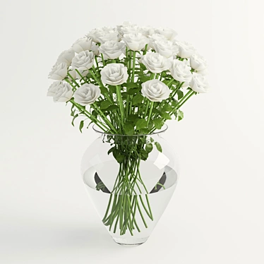 Elegant White Rose Bouquet 3D model image 1 