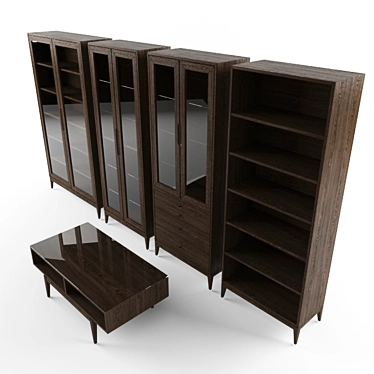 Modern Director Shelves and Table 3D model image 1 