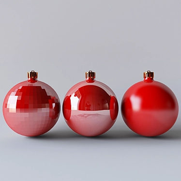 Festive Red Christmas Baubles 3D model image 1 