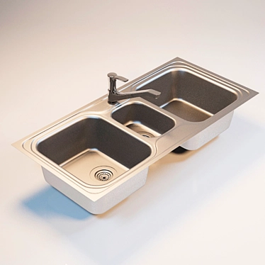 Versatile Double Bowl Kitchen Sink 3D model image 1 