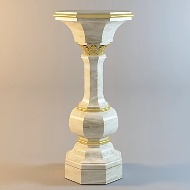 Classic Marble Pedestal with Brass Accents 3D model image 1 
