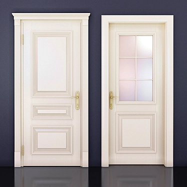 Title: Classic Milky White Lacquered Door 3D model image 1 