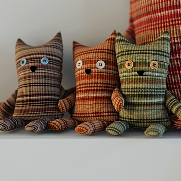 Adorable Knitted Cat Family 3D model image 1 